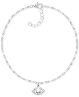Essentials - Crystal Evil Eye Anklet in Fine Silver-Plate