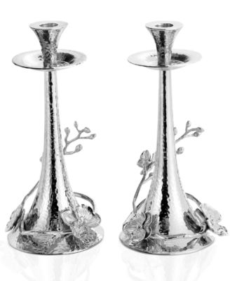 Set of 2 White Orchid Candlesticks image