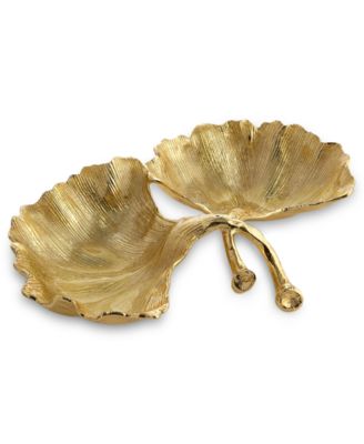 Gold Ginkgo Double Compartment Dish image