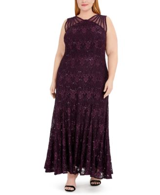 R & M Richards - Plus Size Sequin Lace Gown