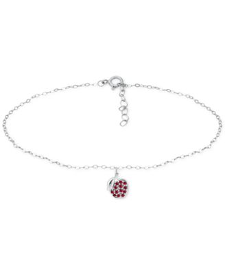 Giani Bernini - Lab-Created Ruby Apple Cluster Ankle Bracelet in Sterling Silver