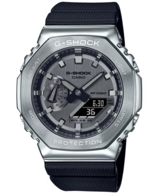 G-Shock - Men's Black & Silver-Tone Strap Watch 45.2mm