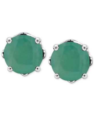 Macy's - Emerald Solitaire Stud Earrings (1 ct. t.w.) in Sterling Silver (Also in Sapphire & Ruby)