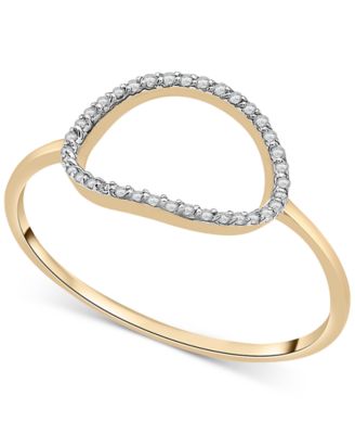 Diamond Elongated Circle Ring (1/20 ct. t.w.) in 10k Gold, Created for Macy's image