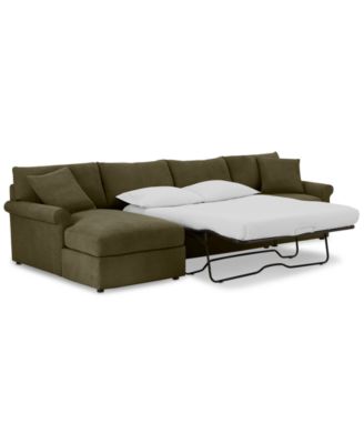 CLOSEOUT! Wrenley 134" 3-Pc. Fabric Sectional Chaise Sleeper Sofa, Created for Macy's image