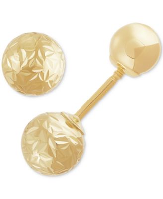 Macy's - Polished & Textured Front & Back Stud Earrings in 14k Gold