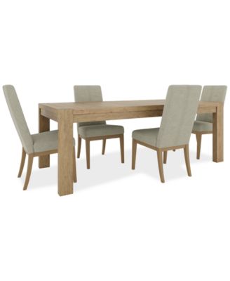 Furniture - Davie Rectangle Dining 5pc Set (Table + 4 Upholstered Side Chair)