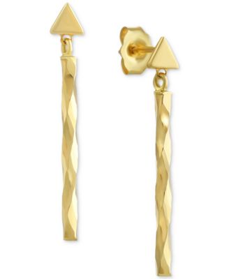 Macy's - Polished Triangle Drill Bit Linear Drop Earrings in 10K Gold