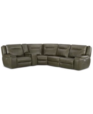 CLOSEOUT! Hansley 5-Pc. Zero Gravity Leather Sectional with 2 Power Recliners, Created for Macy's image
