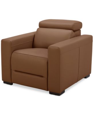 Nevio 39" Leather Power Recliner and Headrest, Created For Macy's image