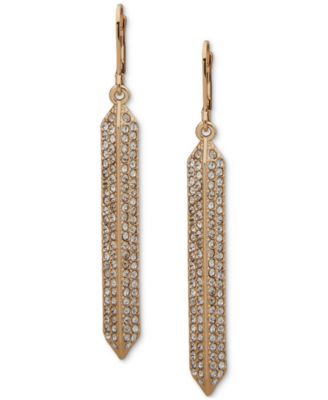 Karl Lagerfeld - Silver-Tone Pav&eacute; Bar Linear Drop Earrings