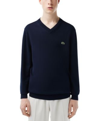 Lacoste - Men's Regular-Fit Solid V-Neck Sweater