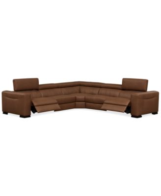 Rinan 125" 5-Pc. Leather Sectional with 2 Power Recliners, Created for Macy's image