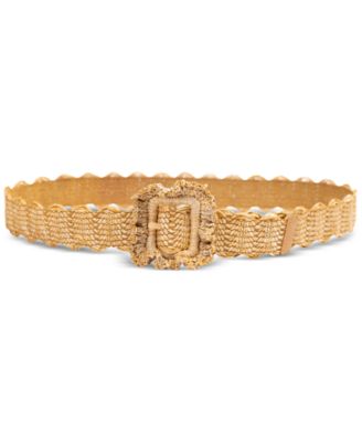 Sam Edelman - Women's Scalloped Edge Raffia Woven Belt