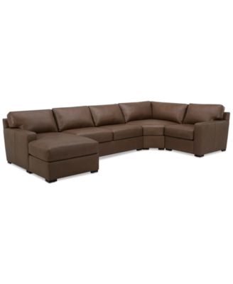 Furniture - 4-Pc. Leather Wedge 85" x 148" Modular Chaise Sectional