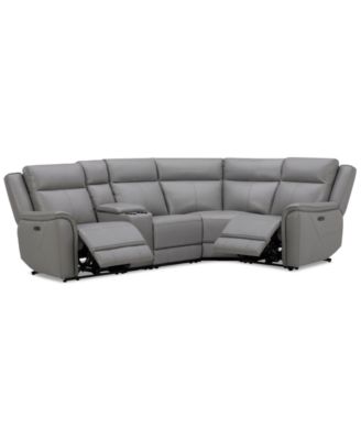 Addyson 117" 5-Pc. Leather Sectional with 2 Zero Gravity Recliners with Power Headrests, Created for Macy's image