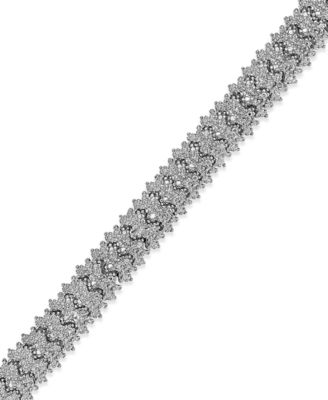 Macy's - Diamond Accent Flex Bracelet in Sterling Silver-Plated Brass