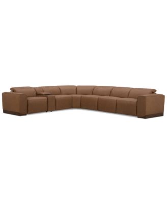 Lovro 7-Pc. Leather Sectional with 3 Power Motion Chairs & 1 Console, Created for Macy's image
