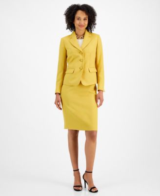 Le Suit - Textured Two-Button Jacket & Skirt Suit, Regular & Petite Sizes