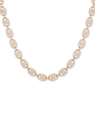 GUESS - Gold-Tone Pav&eacute; Link Statement Necklace, 16" + 2" extender