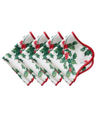 Classic Holly Scallop Border Napkins 17"x 17", Set of 4 image