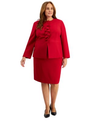 Le Suit - Plus Size Cascade Ruffle Skirt Suit