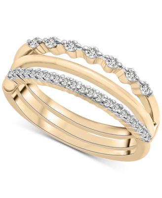Wrapped - Diamond Triple Row Stack Look Ring (1/4 ct. t.w.) in 10k Gold