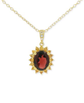 Macy's - Multi-Gemstone Framed Oval 18" Pendant Necklace