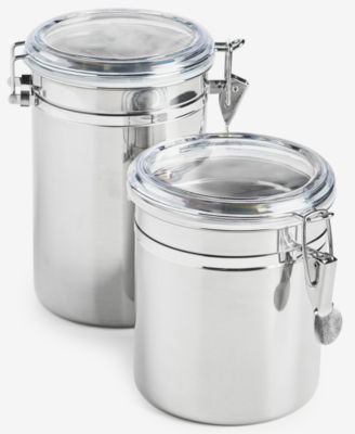 Stainless Steel Clamp-Lid Canisters, Set of 2, Exclusively at Macy's image