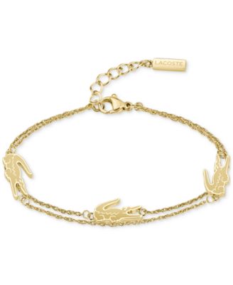 Lacoste - Gold-Tone Crocodile Charm Chain Bracelet