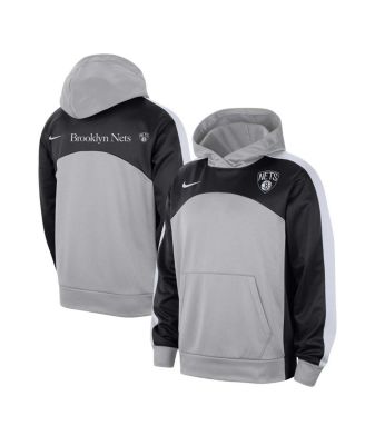 Nike - Men's Silver/Black Brooklyn Nets Authentic Starting Five Force Performance Pullover Hoodie