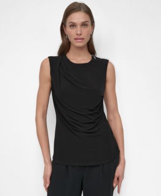 DKNY - Petite Draped Sleeveless Top