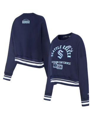 Pro Standard - Women's Deep Sea Blue Seattle Kraken Area Code Cropped Pullover Sweatshirt