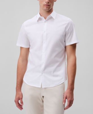 Calvin Klein - Men's Slim Fit Short Sleeve Solid Stretch Button-Front Shirt