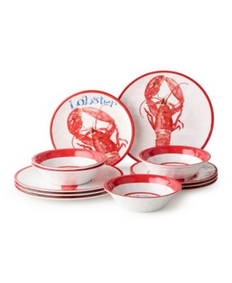 Beach House Lobster Melamine 12-Pc. Dinnerware Set, Service For 4 image