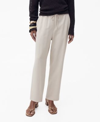 MANGO - Women's Elastic Waist Flowy Trousers