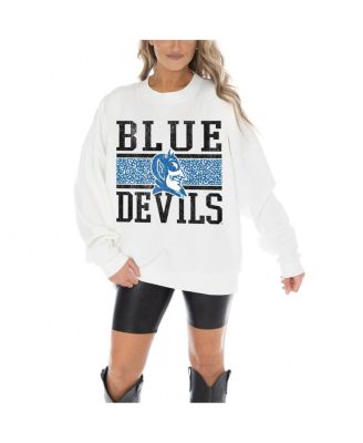 Gameday Couture - Women's White Duke Blue Devils Fair Catch Pullover Sweatshirt