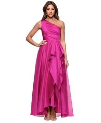 XSCAPE - Women's Metallic Draped One-Shoulder Gown