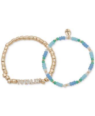 Clueless - Gold-Tone 2-Pc. Set Totally Mixed Bead Stretch Bracelets
