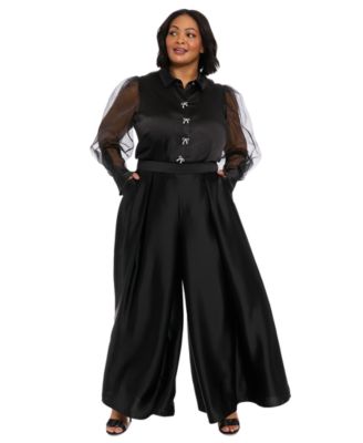 Muse - Plus Size Satin Wide-Leg Pants