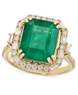 EFFY® Emerald (5-1/2 ct. t.w.) & Diamond (1/2 ct. t.w.) Statement Ring in 14k Gold or 14k White Gold image