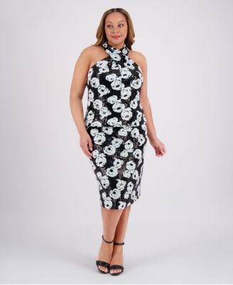 Muse - Plus Size Sequined Floral Mesh Top