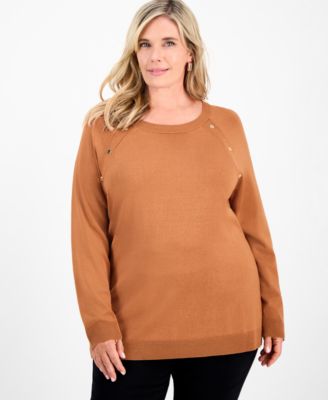 JM Collection - Plus Size Button-Trim Sweater