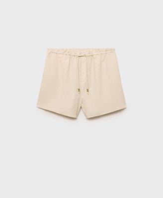 MANGO - Women's Straight-Fit Drawstring Linen Shorts