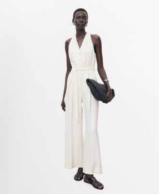MANGO - Women's Belted Halter Neck Jumpsuit