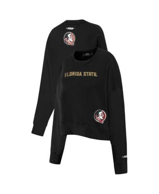 Pro Standard - Women's Black Florida State Seminoles Sequin Boxy Cropped Pullover Sweatshirt
