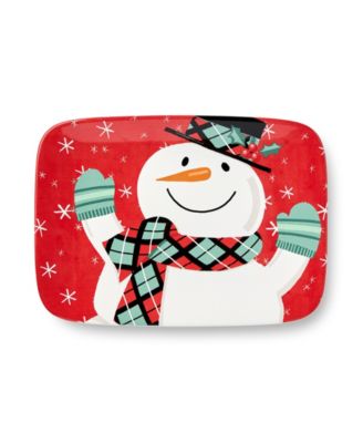 Christmas Whimsy Snowman Rectangular Platter image