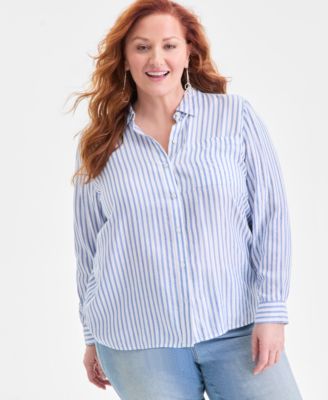 Style & Co - Plus Size Perfect Striped Shirt