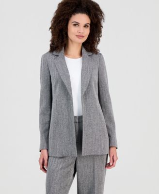 Anne Klein - Women's Herringbone Open-Front Blazer