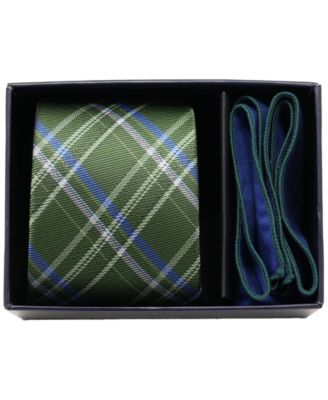 Ben Sherman - Men's&nbsp;2-Piece Plaid Tie and Solid Pocket Square Half Box Set